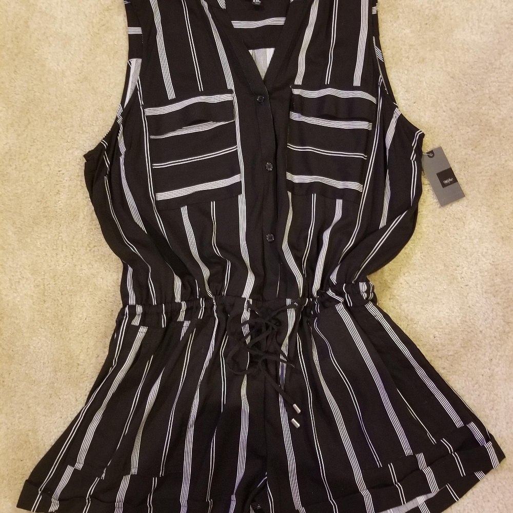 Mossimo Black and White Striped Romper